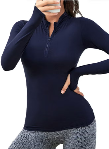 Image de Half Zipper Sport Top Long Sleeves - Navy