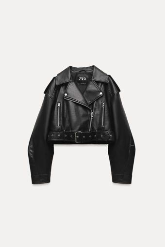 Image de FAUX LEATHER CROPPED BIKER JACKET