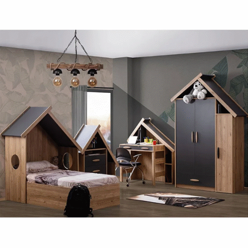 Image de Kids Bedroom, Black / Wood, 4 Pieces