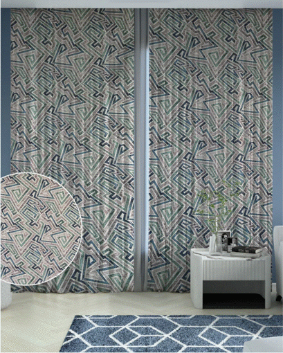 Image de Modern Printed Linen Curtain Set, 140x260 cm, 2 Pieces - Multicolor