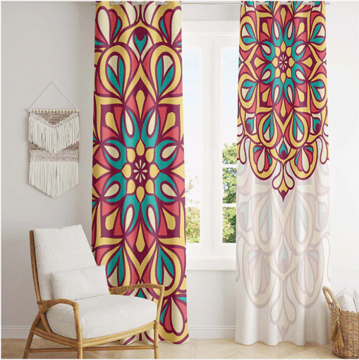 Image de Set of 2 Mandala Digital Printed Curtains
